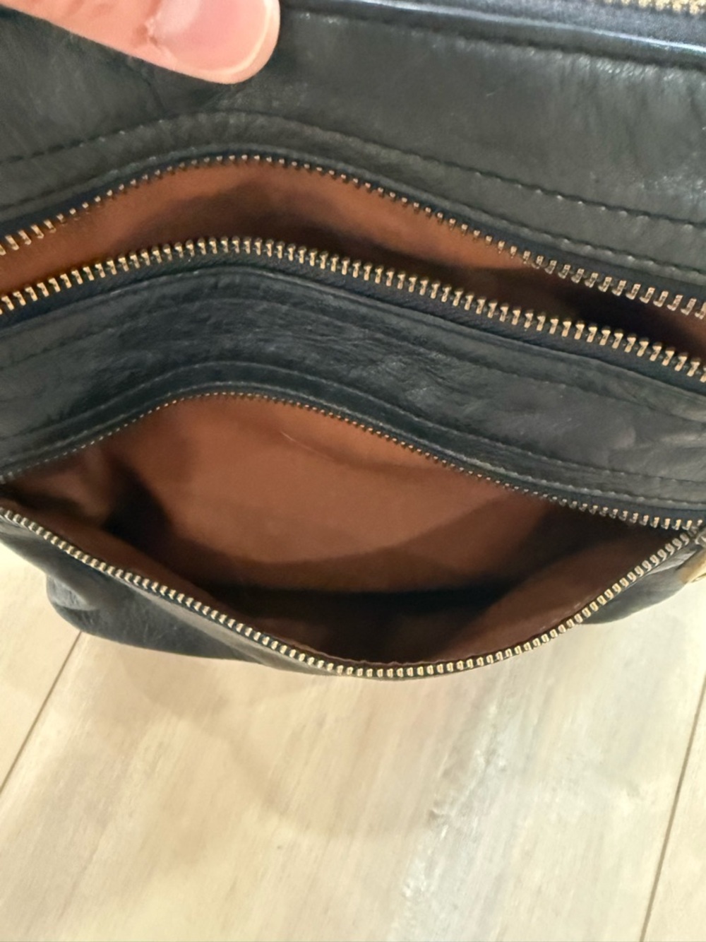 Fossil Black Leather Crossbody with Brass Accents - Picture 5 of 8